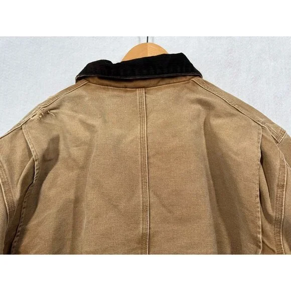 Carhartt Sandstone Duck Arctic Traditional Coat Tan Canvas Work C26 211 Men's L - Picture 4 of 13